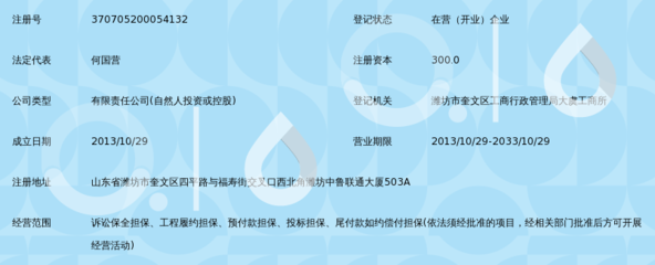 潍坊浩博非融资性担保 专业从事非融资性担保服务